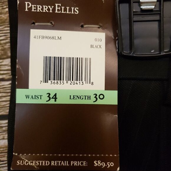 "Perry Ellis" Men's dress pants Size : 34/30 black/,gray pin stripes NWT - Picture 5 of 9